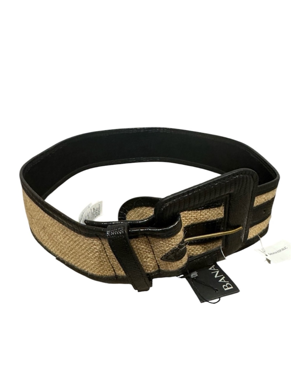 Banana Republic Heritage Jute with Black Leather Trim Waist Belt
